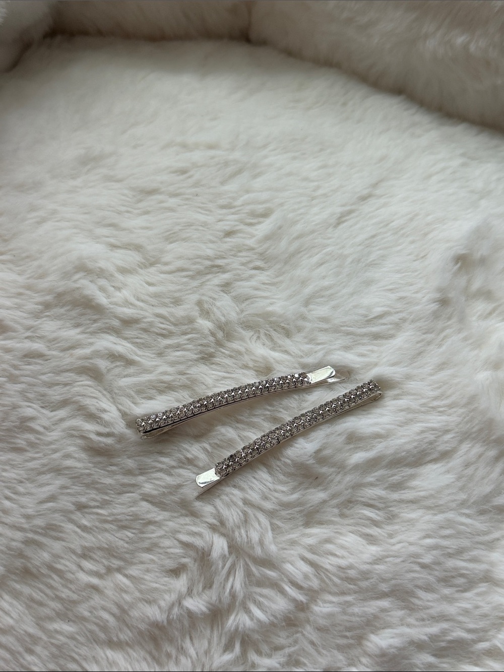 2 Rhinestone diamond hair clips pins silver